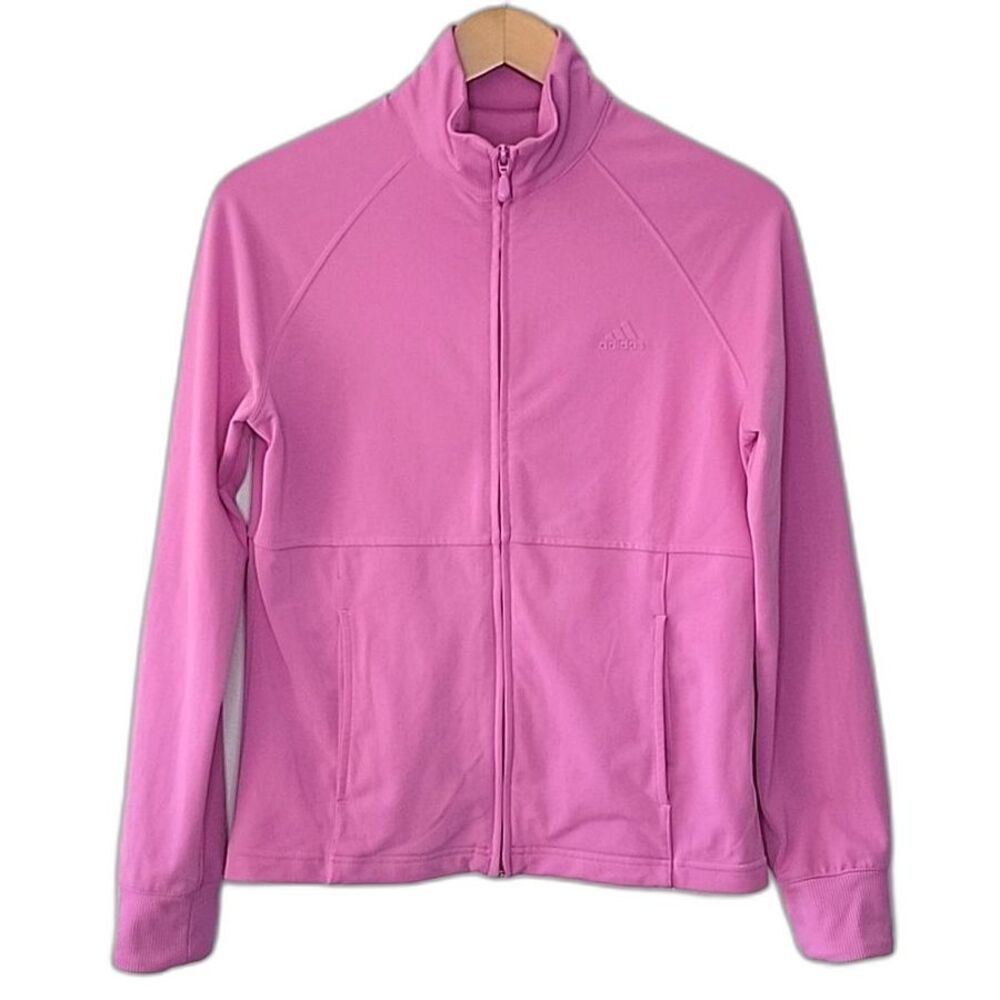 ADIDAS Pink Zip Up Athletic Workout Exercise Jacket size M Stretchy Pockets